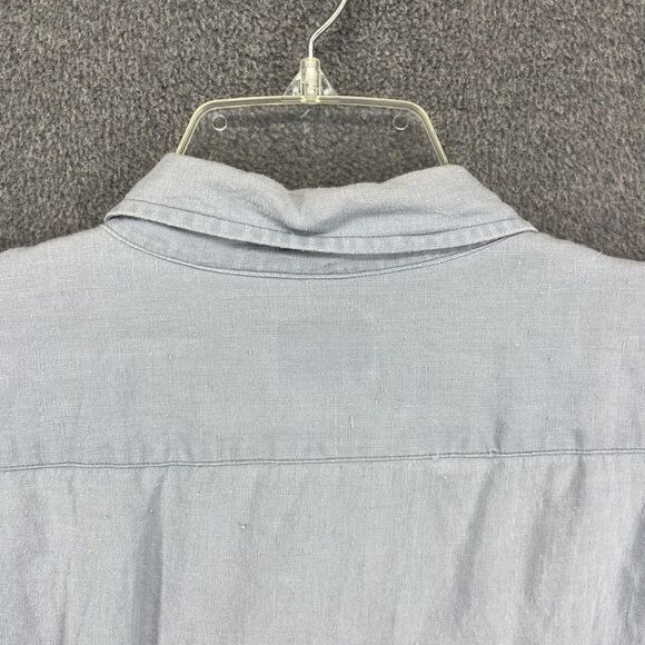 J Crew Shirt Mens Large Linen Button Down Utility Roll Sleeve Casual Workwear - Picture 14 of 16